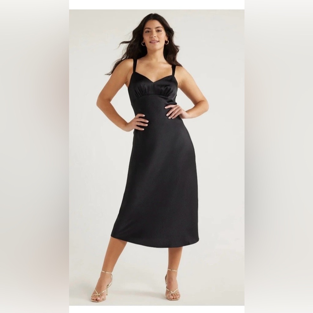 Sophia Classic Black Midi Slip Dress NWT XXL